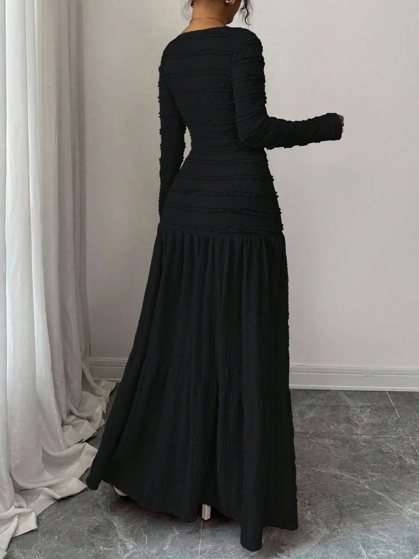 Women'S Casual Elegant Party Sweet Cute Long Sleeve Square Neck Dress, Womenswear Stylish Ladies' Formal Evening Wear Elegant Gown, Perfect for Special Occasions Valentine'S Day, Sweet and Cute