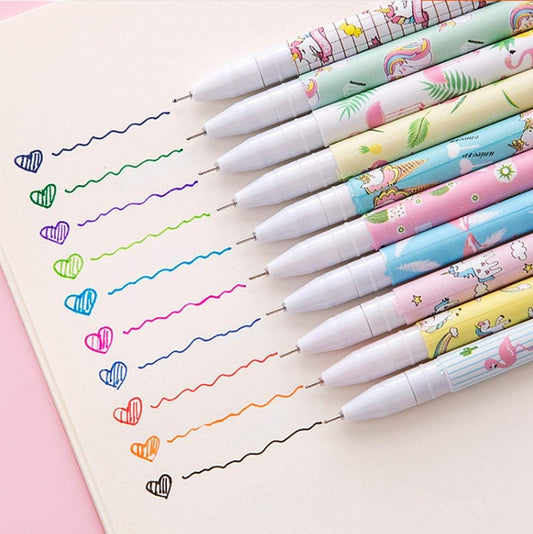 Cute Color Pens for Women  Colorful Gel Ink Pen Set Unicorn Flamingo Pens Multicolor Gel Ink Roller Ball Pens for Kids Girls Children Students Teens Gifts 10 Pcs (0.5 Mm)