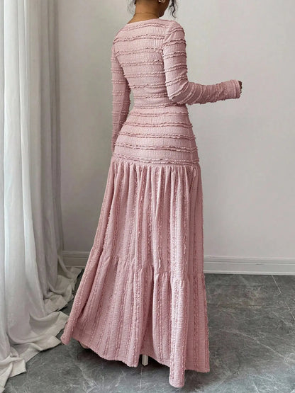 Women'S Casual Elegant Party Sweet Cute Long Sleeve Square Neck Dress, Womenswear Stylish Ladies' Formal Evening Wear Elegant Gown, Perfect for Special Occasions Valentine'S Day, Sweet and Cute