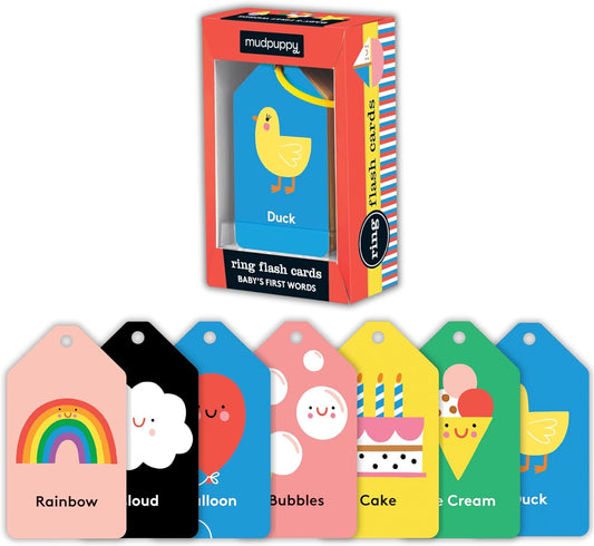 Baby'S First Words Flash Cards – 26 Double-Sided Word Flash Cards on a Reclosable Plastic Ring, Learning Game for Babies and Toddlers Ages 3 to 5, Multicolor